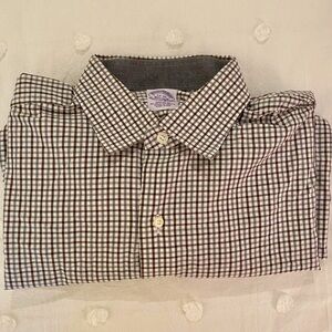 Brooks Brothers Brown and White Checkered Shirt